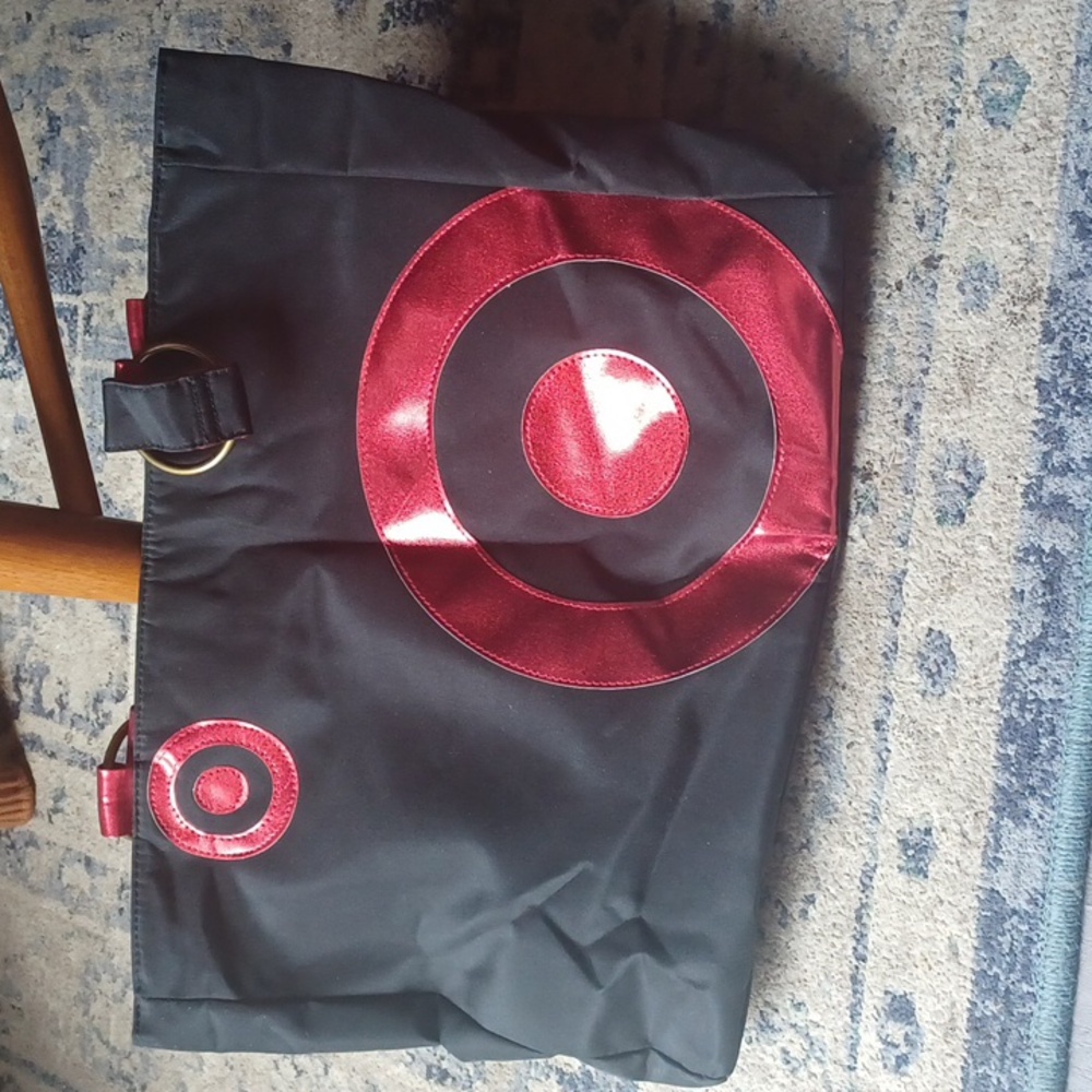 Target Inspired Black Tote Bag with Red Circle Design Fan Favorite Laptop Size